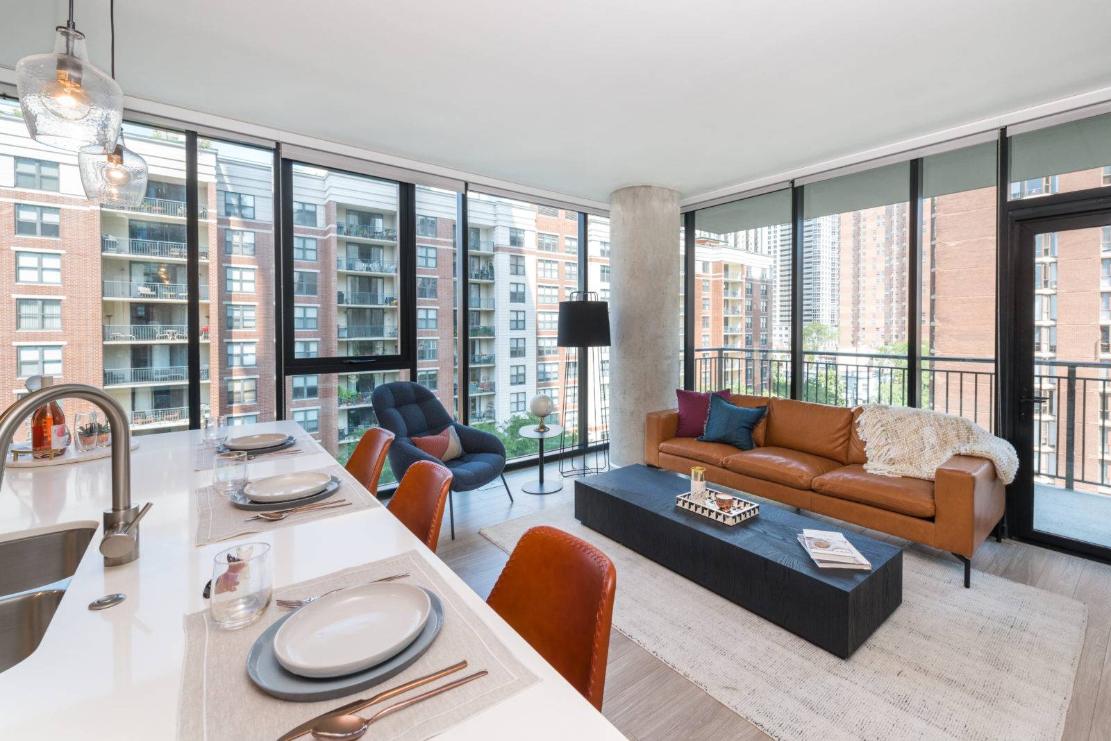 Open concept kitchen and living area