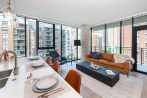 Open concept kitchen and living area