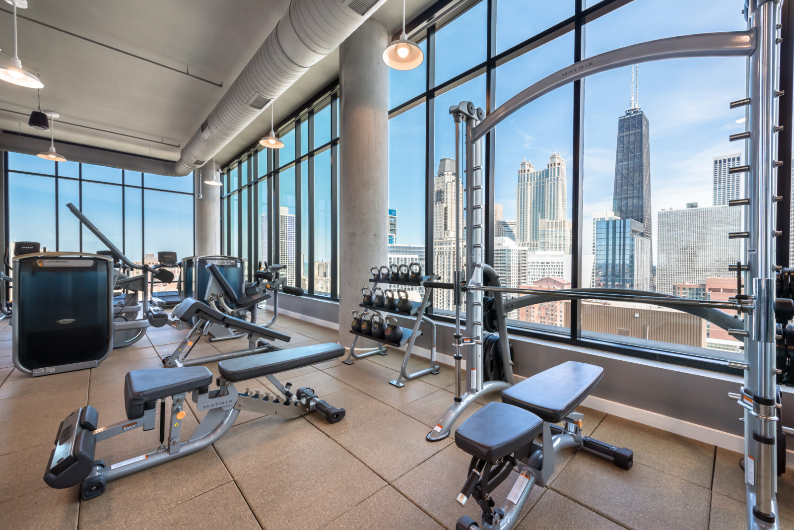 Fitness center with gym equipment