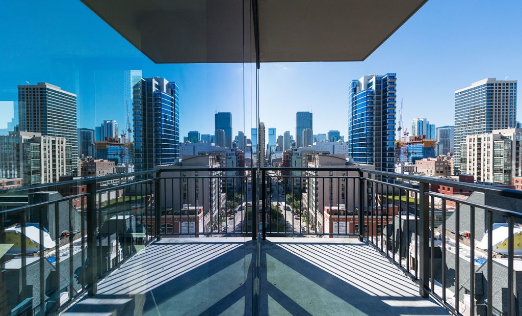 Balcony with city views